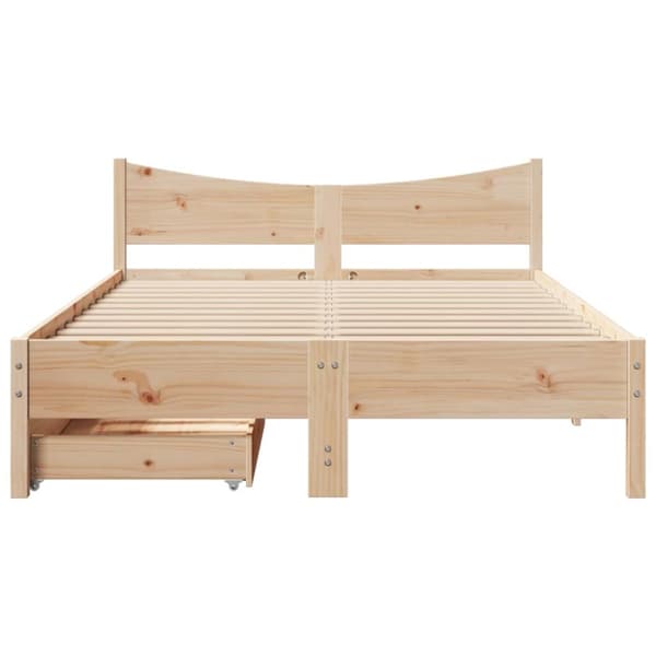 sengeramme med skuffer 135x190 cm massivt fyrretræ hvid