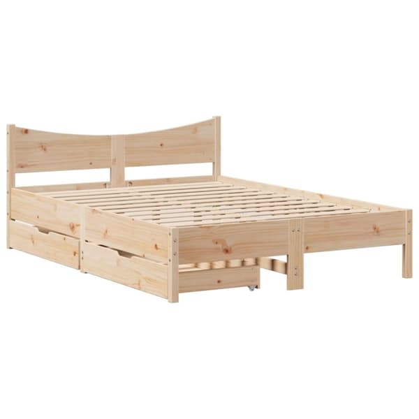 sengeramme med skuffer 135x190 cm massivt fyrretræ hvid