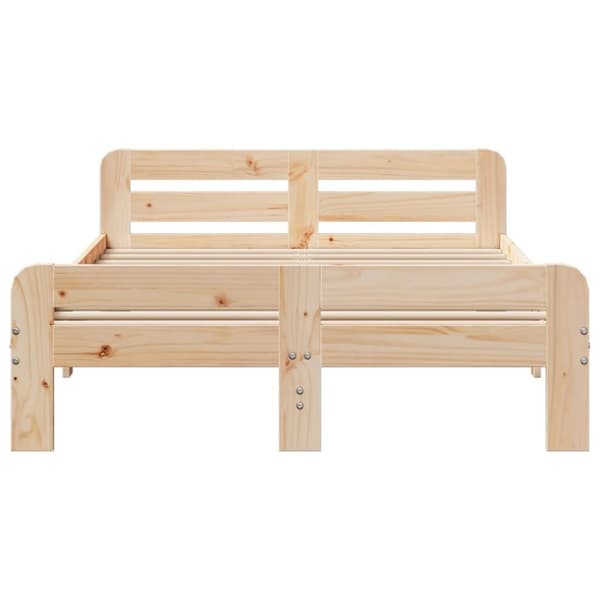 sengeramme uden madras 135x190 cm massivt fyrretræ hvid