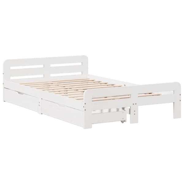sengeramme uden madras 120x190 cm massivt fyrretræ hvid