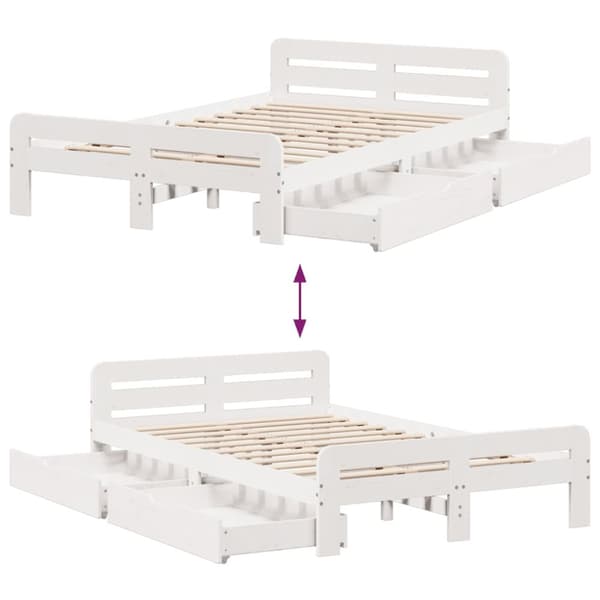 sengeramme uden madras 120x190 cm massivt fyrretræ hvid