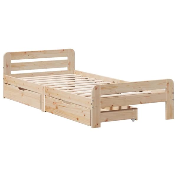 sengeramme uden madras 75x190 cm massivt fyrretræ