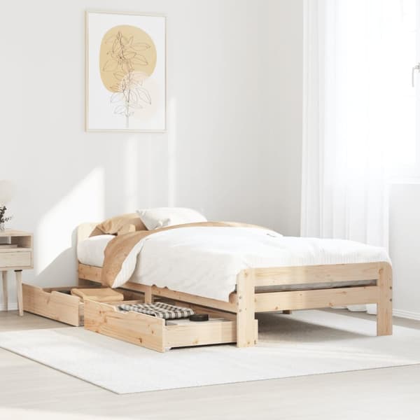 sengeramme uden madras 75x190 cm massivt fyrretræ