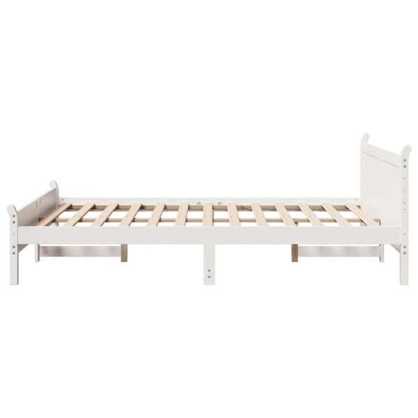 sengeramme uden madras 150x200 cm massivt fyrretræ hvid