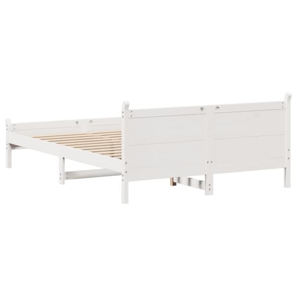 sengeramme uden madras 150x200 cm massivt fyrretræ hvid