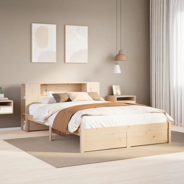 seng med reol uden madras 120x200 cm massivt fyrretræ