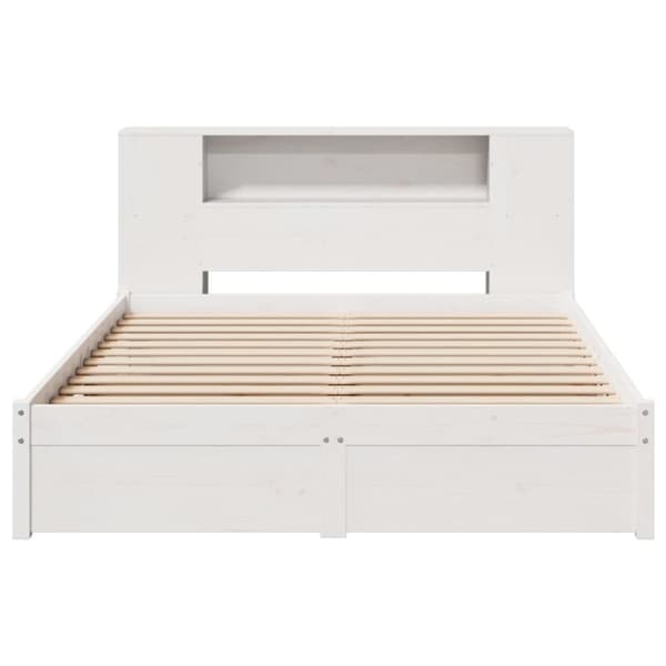 seng med reol uden madras 150x200 cm massivt fyrretræ hvid