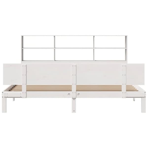 seng med reol uden madras 180x200 cm massivt fyrretræ hvid