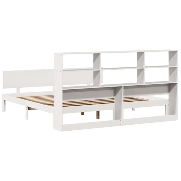 seng med reol uden madras 180x200 cm massivt fyrretræ hvid