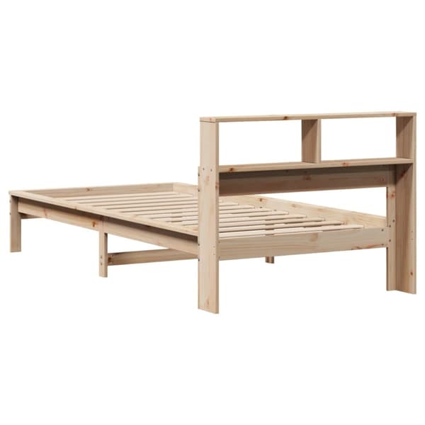 seng med reol uden madras 90x200 cm massivt fyrretræ