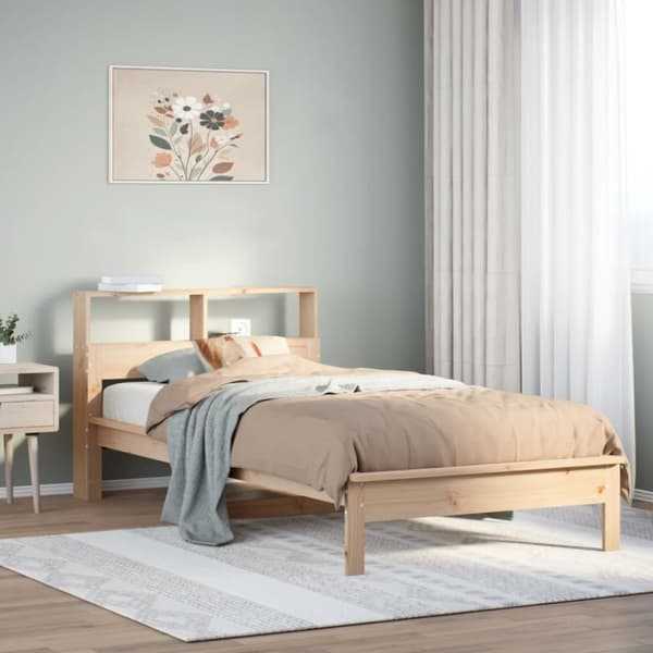seng med reol uden madras 90x200 cm massivt fyrretræ