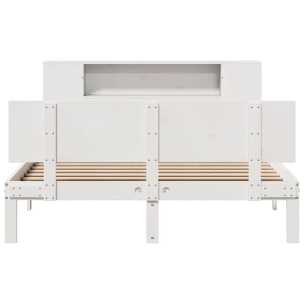 seng med reol uden madras 140x200 cm massivt fyrretræ hvid