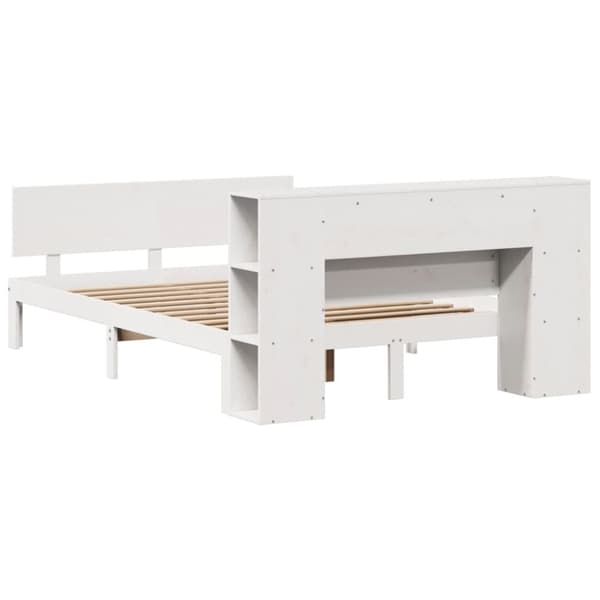 seng med reol uden madras 140x200 cm massivt fyrretræ hvid