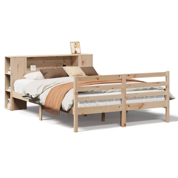 seng med reol uden madras 120x200 cm massivt fyrretræ