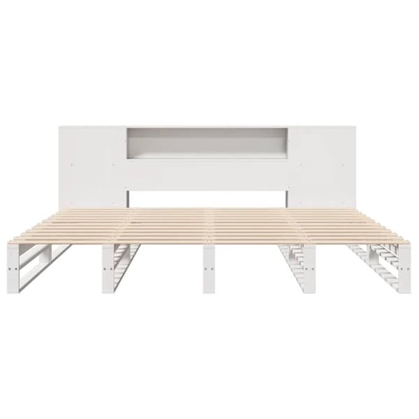 seng med reol uden madras 200x200 cm massivt træ hvid