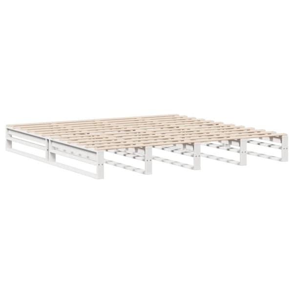 seng med reol uden madras 200x200 cm massivt træ hvid