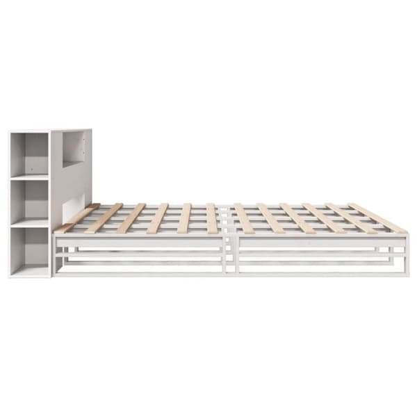 seng med reol uden madras 200x200 cm massivt træ hvid