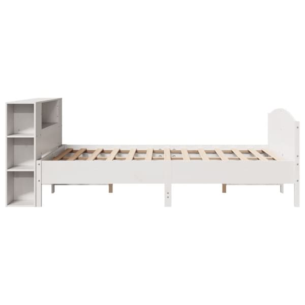 seng med reol uden madras 120x200 cm massivt fyrretræ hvid