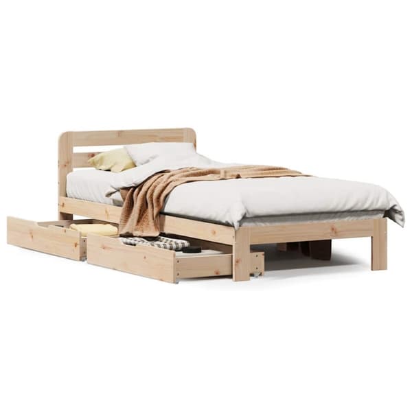 sengeramme uden madras 75x190 cm massivt fyrretræ