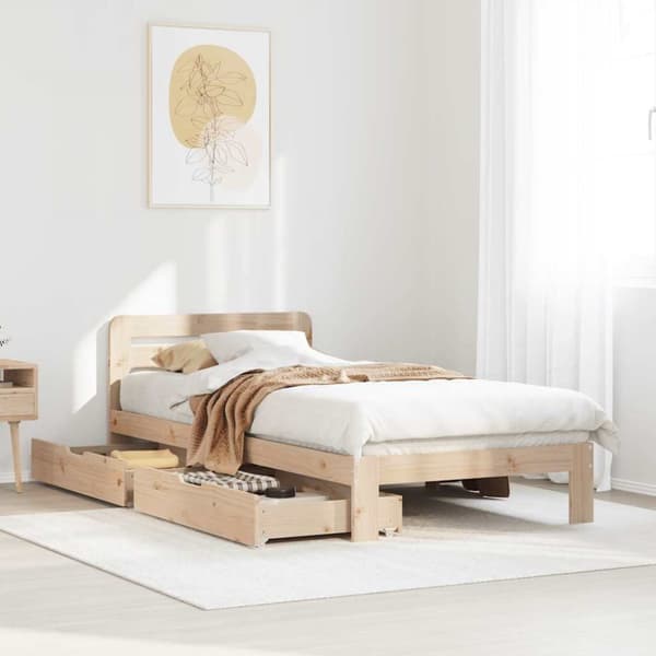 sengeramme uden madras 75x190 cm massivt fyrretræ