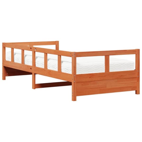Dagbädd med madrass vaxad brun 90x200 cm massiv furu