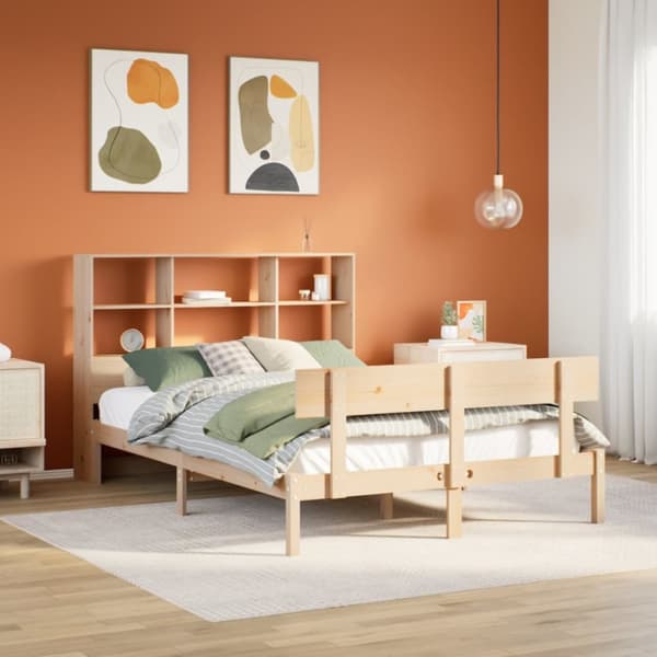 seng med reol uden madras 120x190 cm massivt fyrretræ