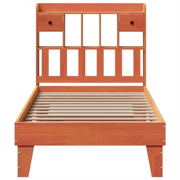 sengeramme uden madras 90x190 cm massivt fyrretræ gyldenbrun