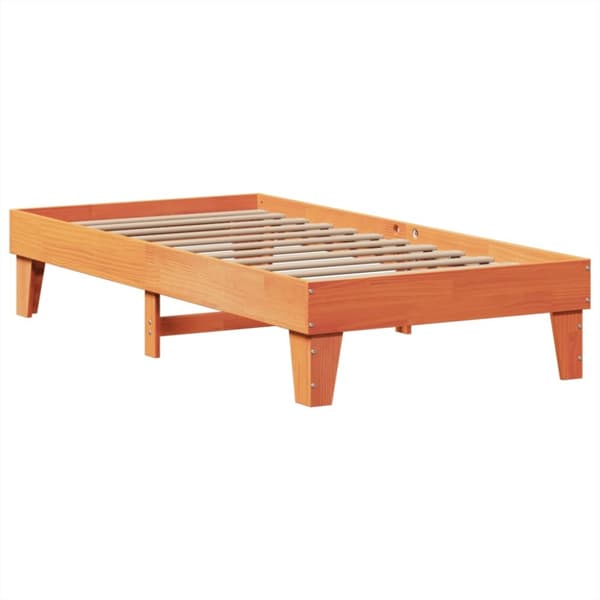 sengeramme uden madras 90x190 cm massivt fyrretræ gyldenbrun