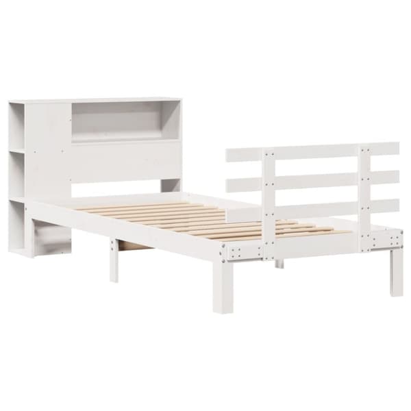 seng med reol uden madras 100x200 cm massivt fyrretræ hvid