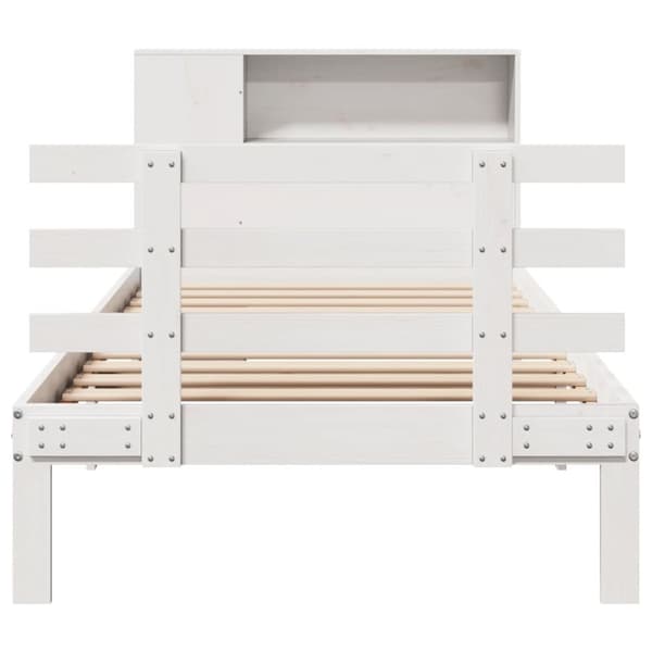 seng med reol uden madras 100x200 cm massivt fyrretræ hvid