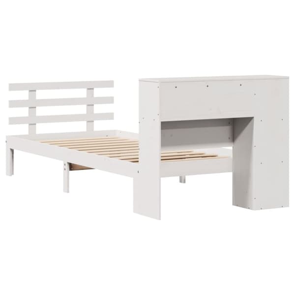 seng med reol uden madras 100x200 cm massivt fyrretræ hvid