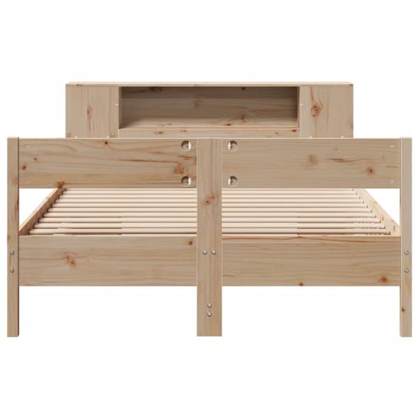 Säng med bokhylla utan madrass 140x190cm massiv furu