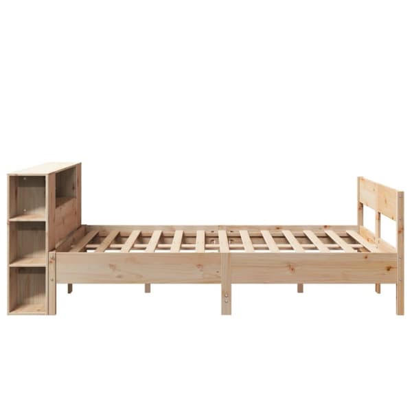Säng med bokhylla utan madrass 140x190cm massiv furu