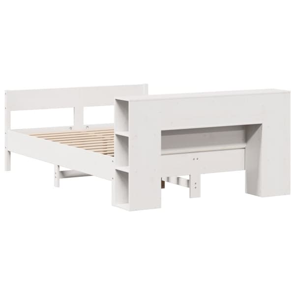 seng med reol uden madras 120x190 cm massivt fyrretræ hvid