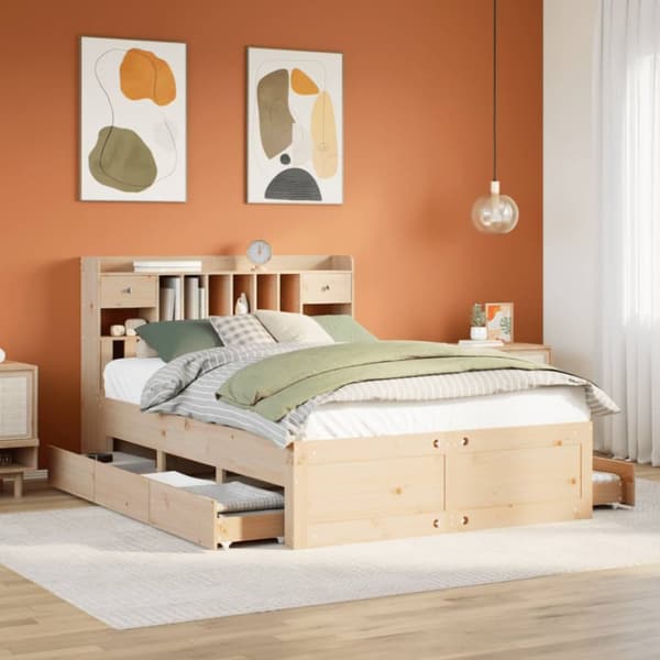 seng med reol uden madras 160x200 cm massivt fyrretræ