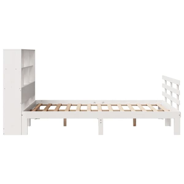 seng med reol uden madras 160x200 cm massivt fyrretræ hvid