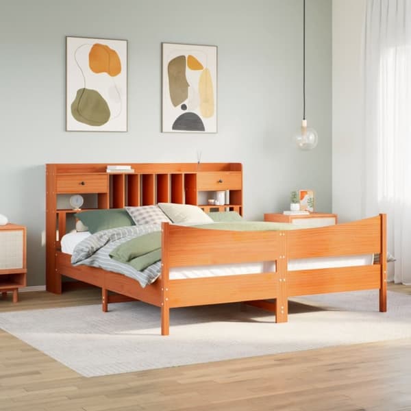 sengeramme uden madras 180x200 cm massivt fyrretræ gyldenbrun