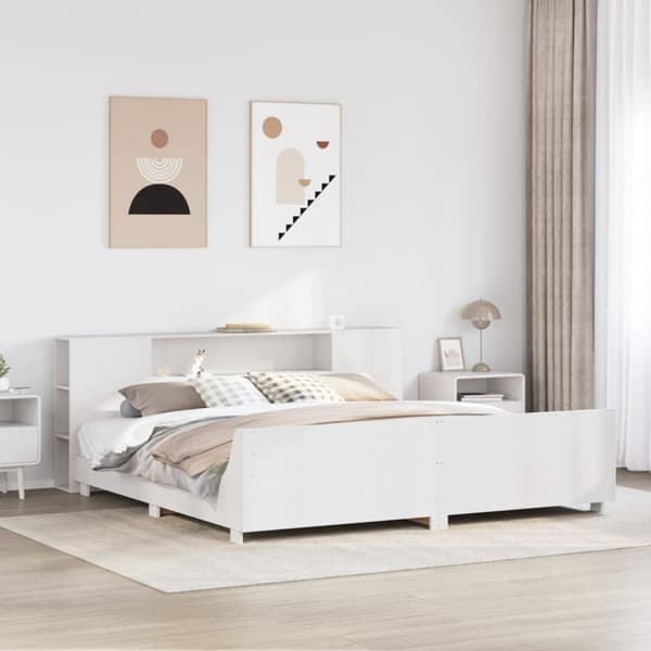 sengeramme uden madras 180x200 cm massivt fyrretræ hvid