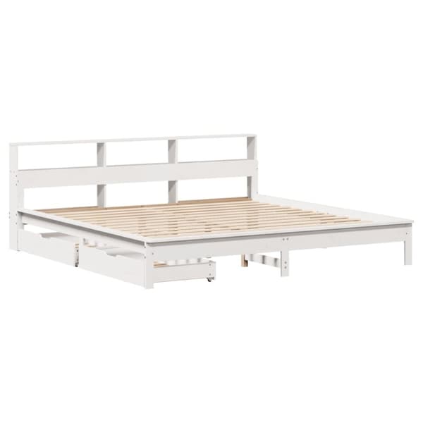 seng med reol uden madras 180x200 cm massivt fyrretræ hvid
