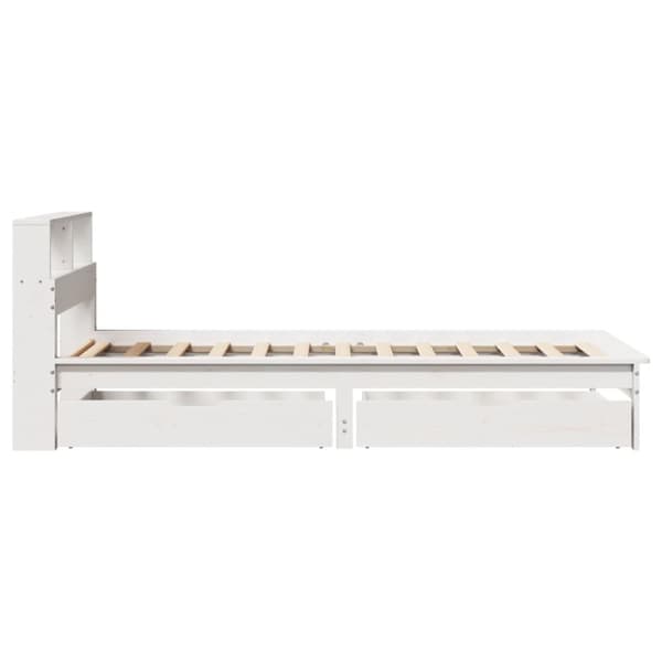 Sänky kirjahyllyllä ei patjaa valkoinen 75x190 cm täysi mänty