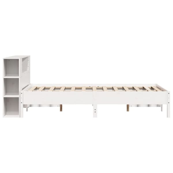 seng med reol uden madras 160x200 cm massivt fyrretræ hvid