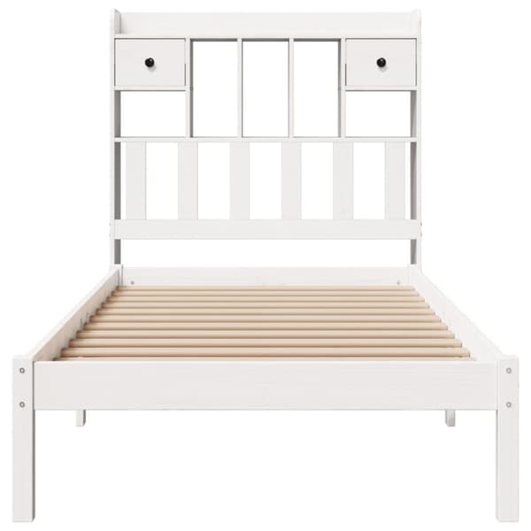 Sänky kirjahyllyllä ei patjaa valkoinen 75x190 cm täysi mänty
