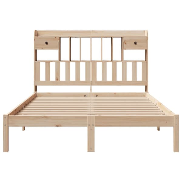 Säng med bokhylla utan madrass 140x190cm massiv furu