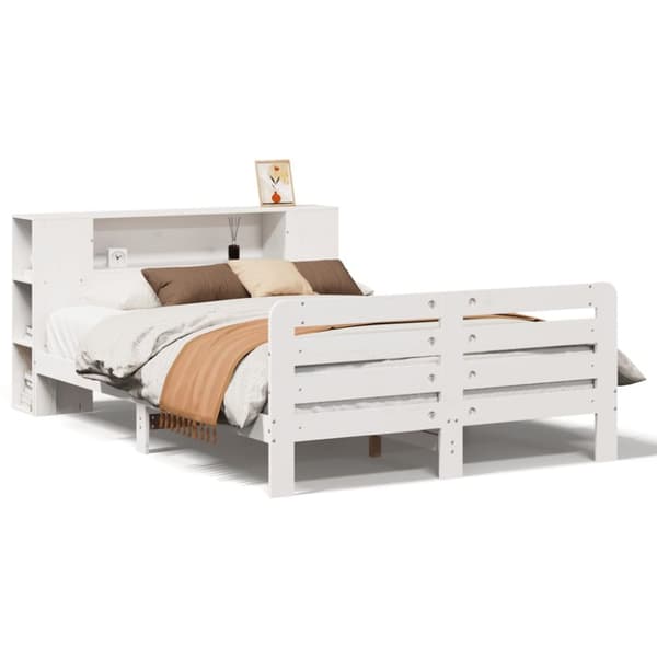 sengeramme uden madras 120x200 cm massivt fyrretræ hvid