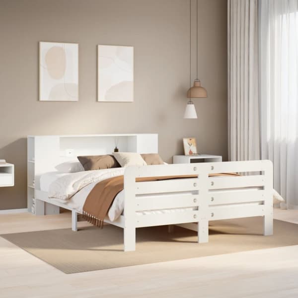 sengeramme uden madras 120x200 cm massivt fyrretræ hvid
