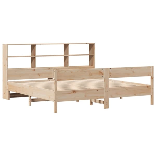 seng med reol uden madras 200x200 cm massivt fyrretræ