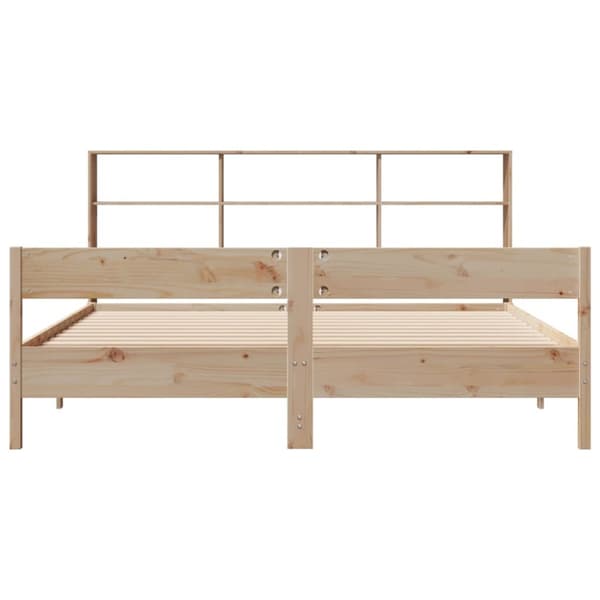seng med reol uden madras 200x200 cm massivt fyrretræ