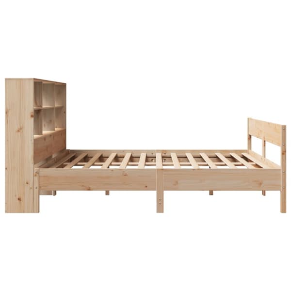 seng med reol uden madras 200x200 cm massivt fyrretræ