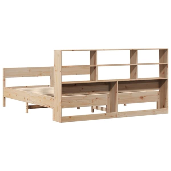 seng med reol uden madras 200x200 cm massivt fyrretræ