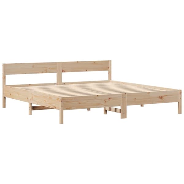 seng med reol uden madras 200x200 cm massivt fyrretræ